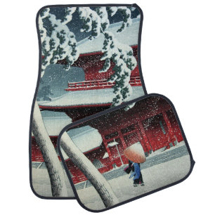 Evening Snow at Edo River Hasui Kawase Japanese Car Floor Mat