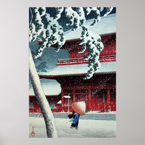 Evening Snow at Edo River Hasui Kawase Poster