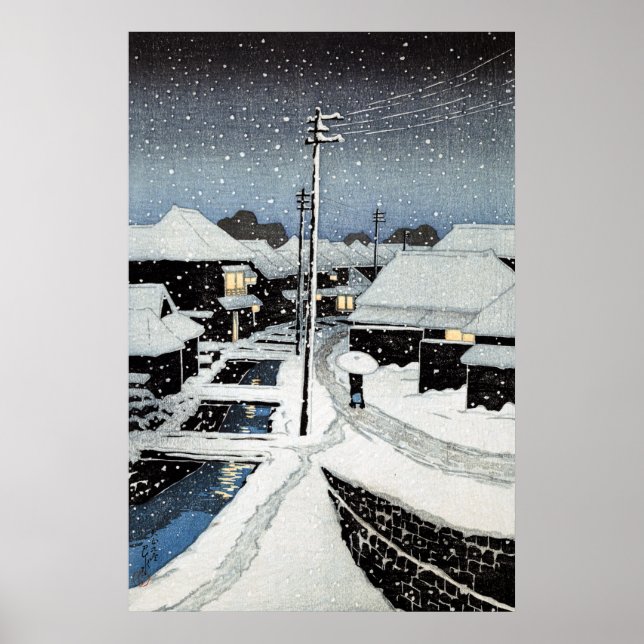 Evening Snow at Terajima Village Hasui Kawase  Poster (Front)