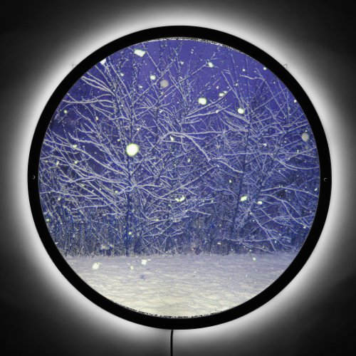 Evening Snowfall in Winter LED Sign