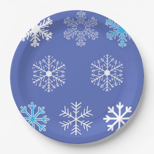 Evening Snowflakes Paper Plates (Front)