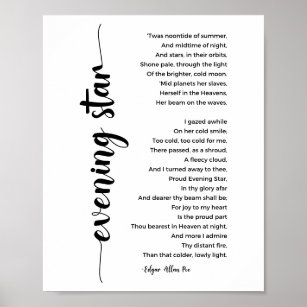 Evening Star Poem by Edgar Allan Poe Poster