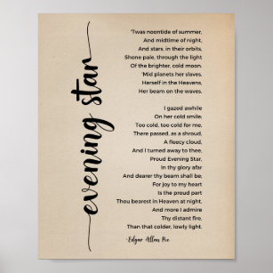 Evening Star Poem Edgar Allan Poe Vintage Poster