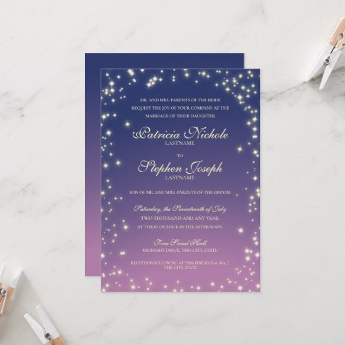 Evening Stars Twinkle Sky Wedding Invitation