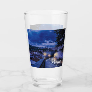 Evening street in Prague Glass