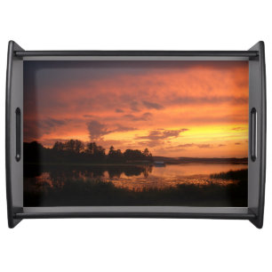 Evening Sunset on the lake photo Serving Tray