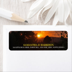 Evening Sunset Scene, Rustic Wedding Label