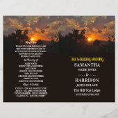 Evening Sunset Scene, Rustic Wedding Programme (Front)