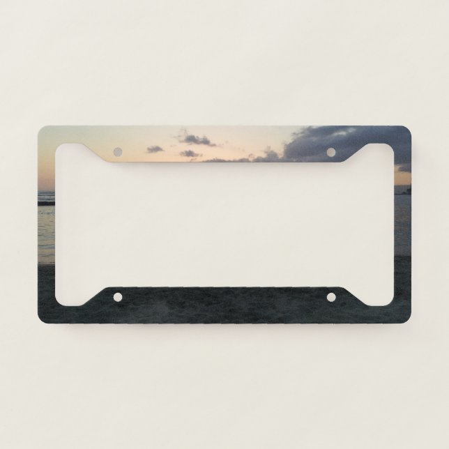 Evening Sunset Tropical Beach Waikiki Oahu Hawaii License Plate Frame (Front)