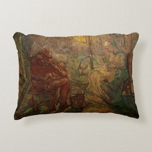Evening _ The Watch by Vincent van Gogh Accent Pillow