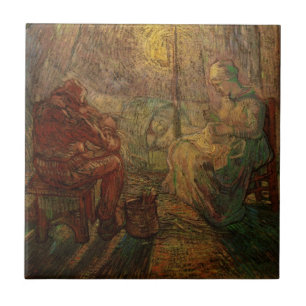 Evening - The Watch by Vincent van Gogh Ceramic Tile