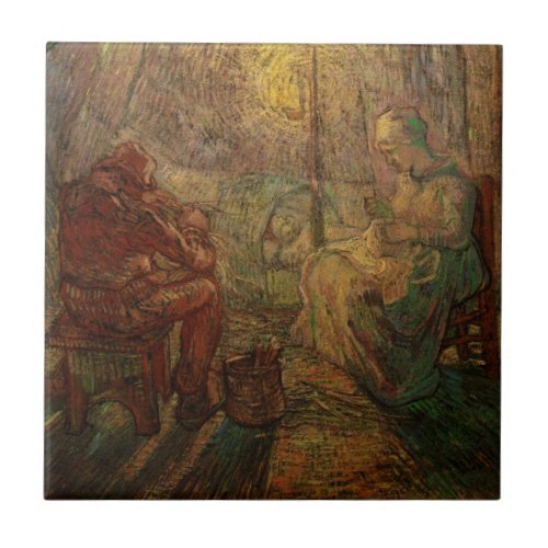 Evening _ The Watch by Vincent van Gogh Ceramic Tile