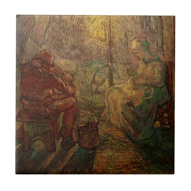 Evening - The Watch by Vincent van Gogh Ceramic Tile (Front)