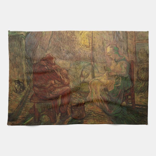 Evening - The Watch by Vincent van Gogh Kitchen Towel (Horizontal)