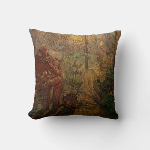 Evening _ The Watch by Vincent van Gogh Throw Pillow