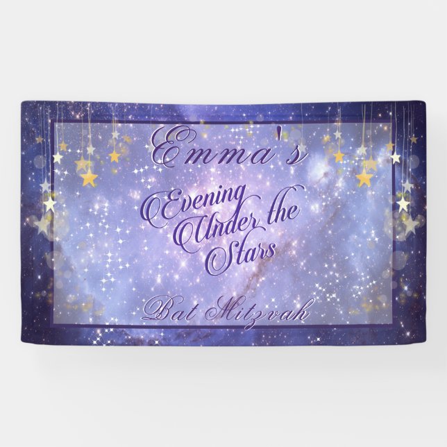 Evening Under the Stars Bat Mitzvah Galaxy Stars Banner (Horizontal)