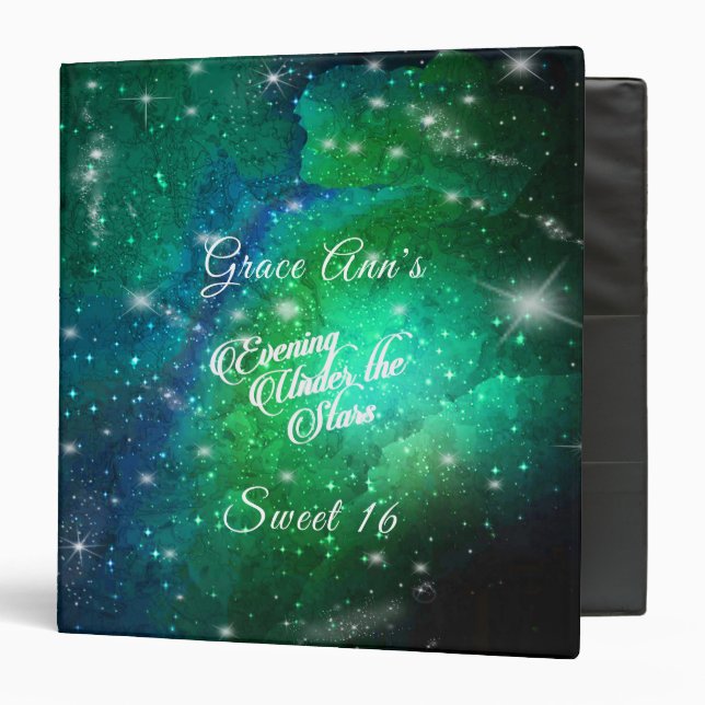 Evening Under the Stars Space Sweet 16  3 Ring Binder (Front/Inside)