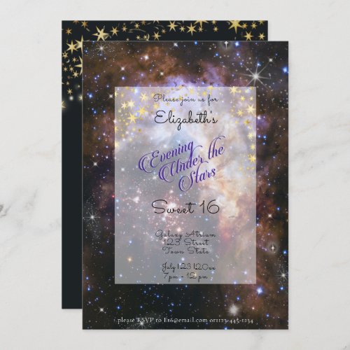 Evening Under the Stars Space Sweet 16   Invitation
