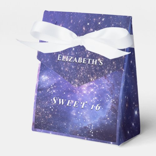 Evening Under the Stars Sweet 16 Sparkle Galaxy Favor Boxes