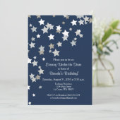 Evening Under the Stars with Silver Glitter Invitation (Standing Front)