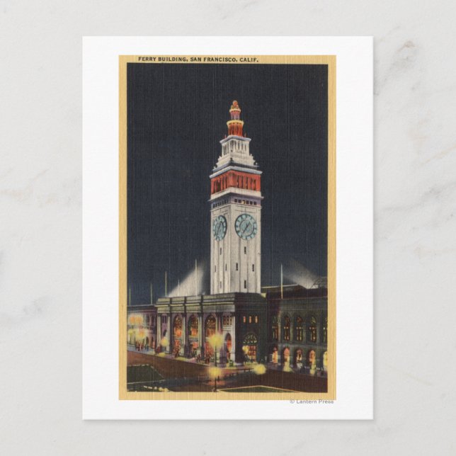 Evening View of Ferry Building Postcard (Front)