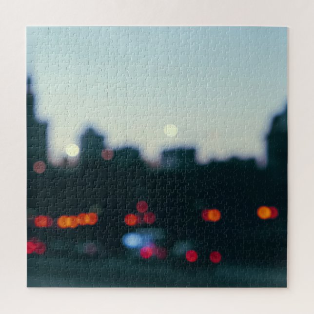 Evening Warsaw: Blurry Cityscape Silhouette. Jigsaw Puzzle (Vertical)