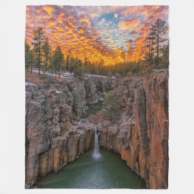 Evening Waterfall Fleece Blanket (Front)
