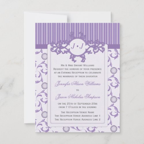 Evening Wedding Invitation in Lavender Pattern
