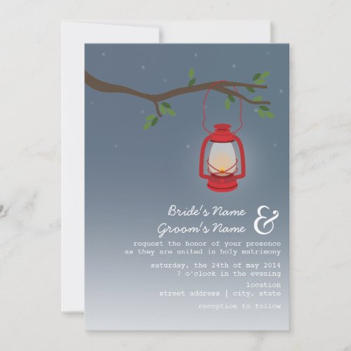 Evening Wedding - Red Oil Lantern Announcements