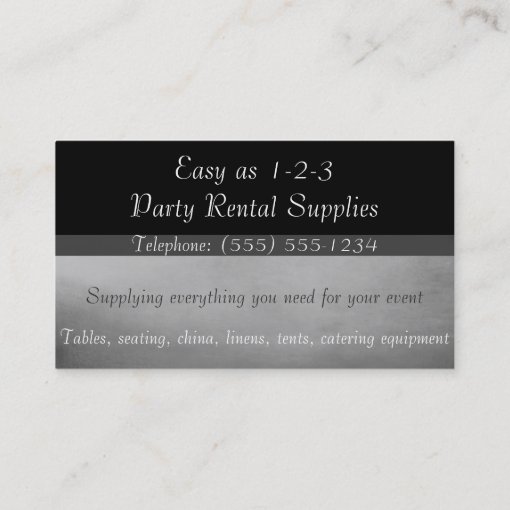 Event and Party Supplies Rental Business Card Zazzle