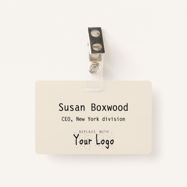 Event Badge Custom Text Replacement Logo (Front with Clip)