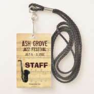 Event Badge For Access To Music Jazz Festival at Zazzle