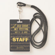 Event Badge For Access To Music Jazz Themed Event at Zazzle
