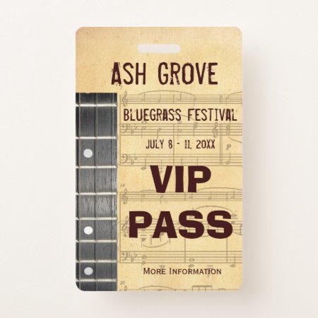 Event Badge For Access To Music Themed Event