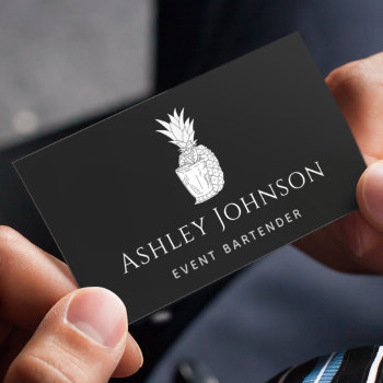 Event Bartender Black & White Drawn Cocktail Basic Business Card by LovelyVibeZ at Zazzle