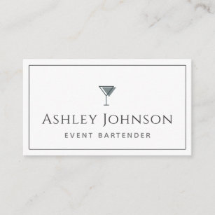 Event Bartender Cocktail Mixologist Classic White Business Card