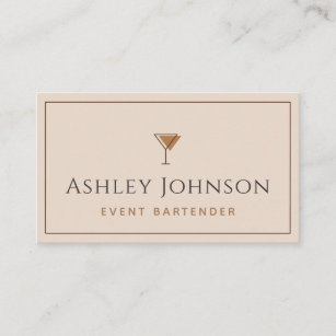 Event Bartender Cocktail Mixologist Pastel Brown   Business Card