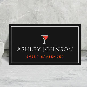 Event Bartender Cocktail Mixologist Red & Black  Business Card