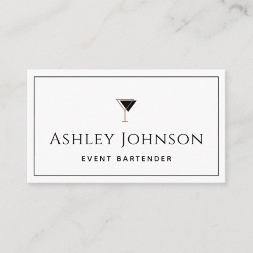 Event Bartender Mixologist Sommelier Classic White Business Card