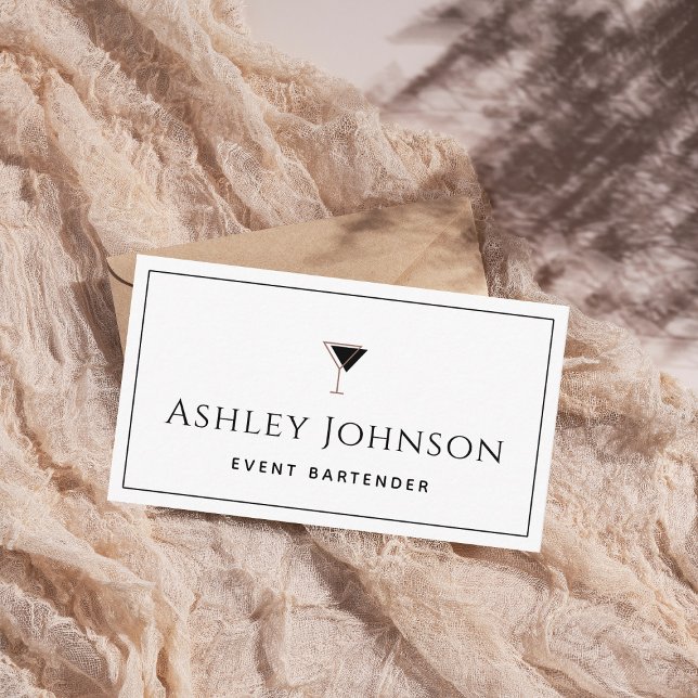 Event Bartender Mixologist Sommelier Classic White Business Card (Creator Uploaded)