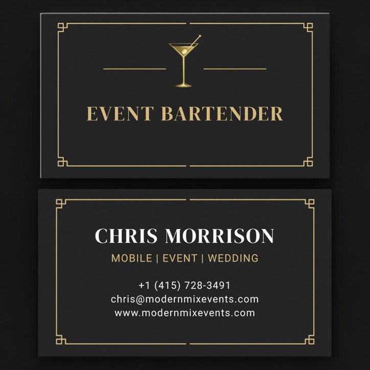 Event Bartender Professional Business Card