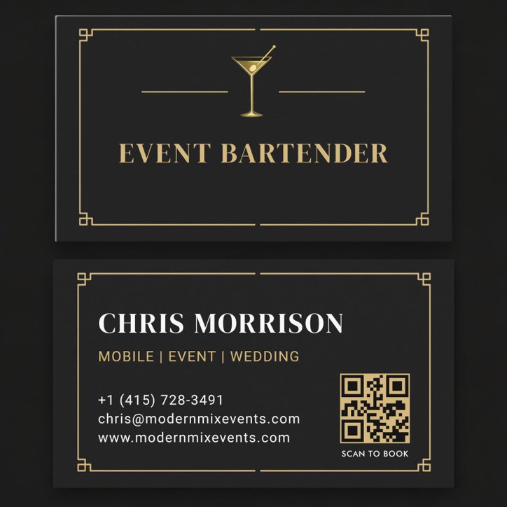 Event Bartender QR Code Professional Business Card
