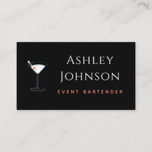Event Bartender Server Simple Minimal Social Media Business Card