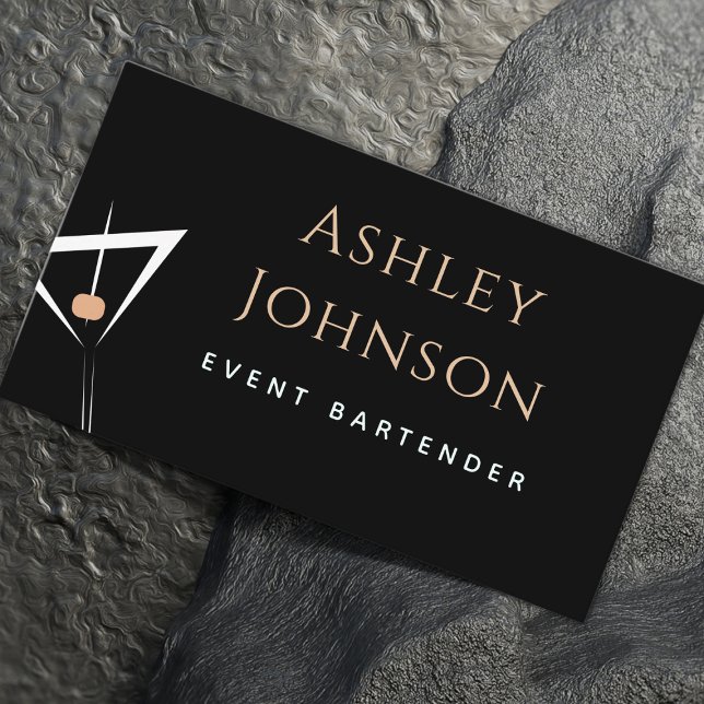 Event Bartender Simple Drink Elegant Social Media Business Card (Creator Uploaded)