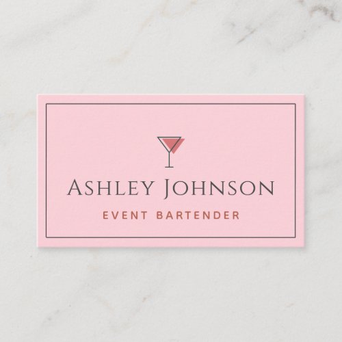 Event Bartender Sommelier Mixologist Pink  Gray  Business Card