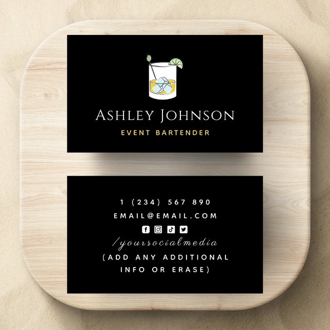Event Bartender Tropical Summery Cocktail Drink Business Card (Creator Uploaded)
