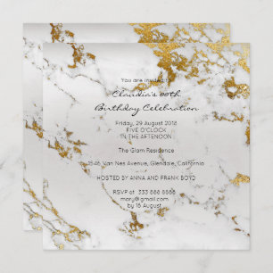 Event Birthday Black Gold Gray Marble Minimal Invitation