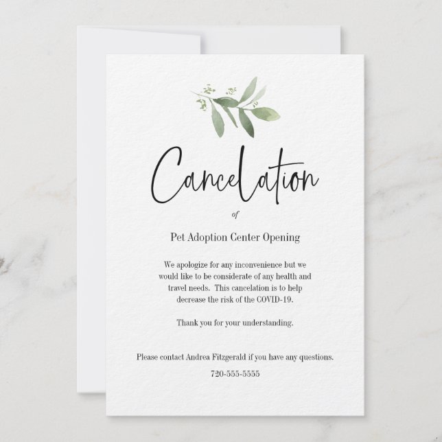 Event Cancelation - COVID 19 Invitation (Front)