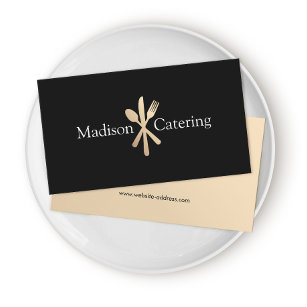  Event Catering Chef Black Business Card