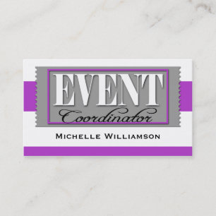 Event Coordinator Ticket Purple Business Cards